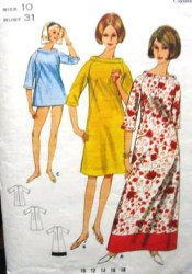 4011 KNEE TO FLOOR BEACHDRESS,SHORT COVERUP 60S PATTERN 10 31''
